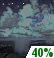 A chance of light rain showers, with isolated thunderstorms